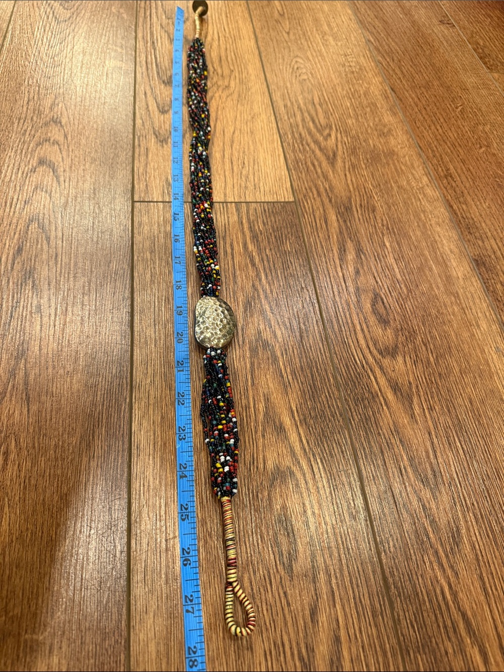 Chico's Black Multicolor Seed-Bead Twisted Necklace with Hammered Accent - Picture 2 of 7